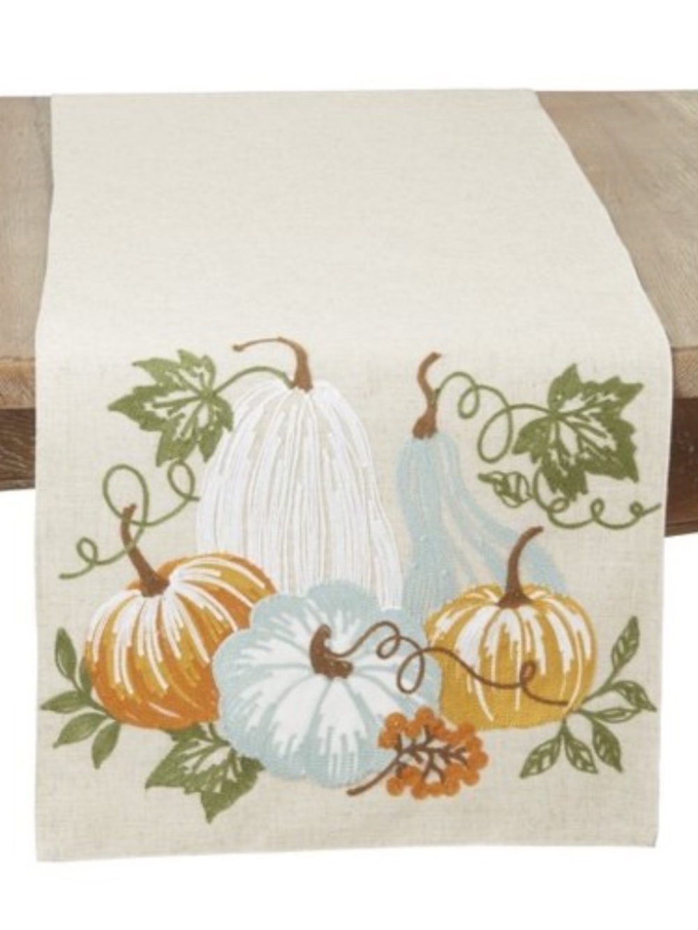 Harvest Bounty Pumpkin Oblong Table Runner, Natural